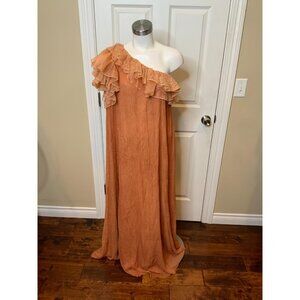 Ulla Johnson Rose Quartz Crinkle Silk Chiffon Claudine Gown Dress $990, Size 0
